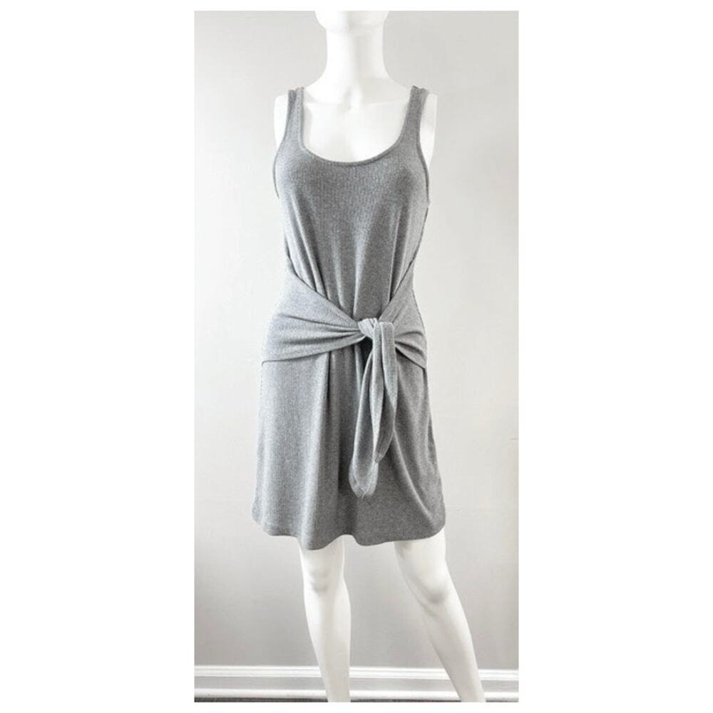 Aerie Gray Ribbed Tank Mini Dress With Attached Belt - Size M